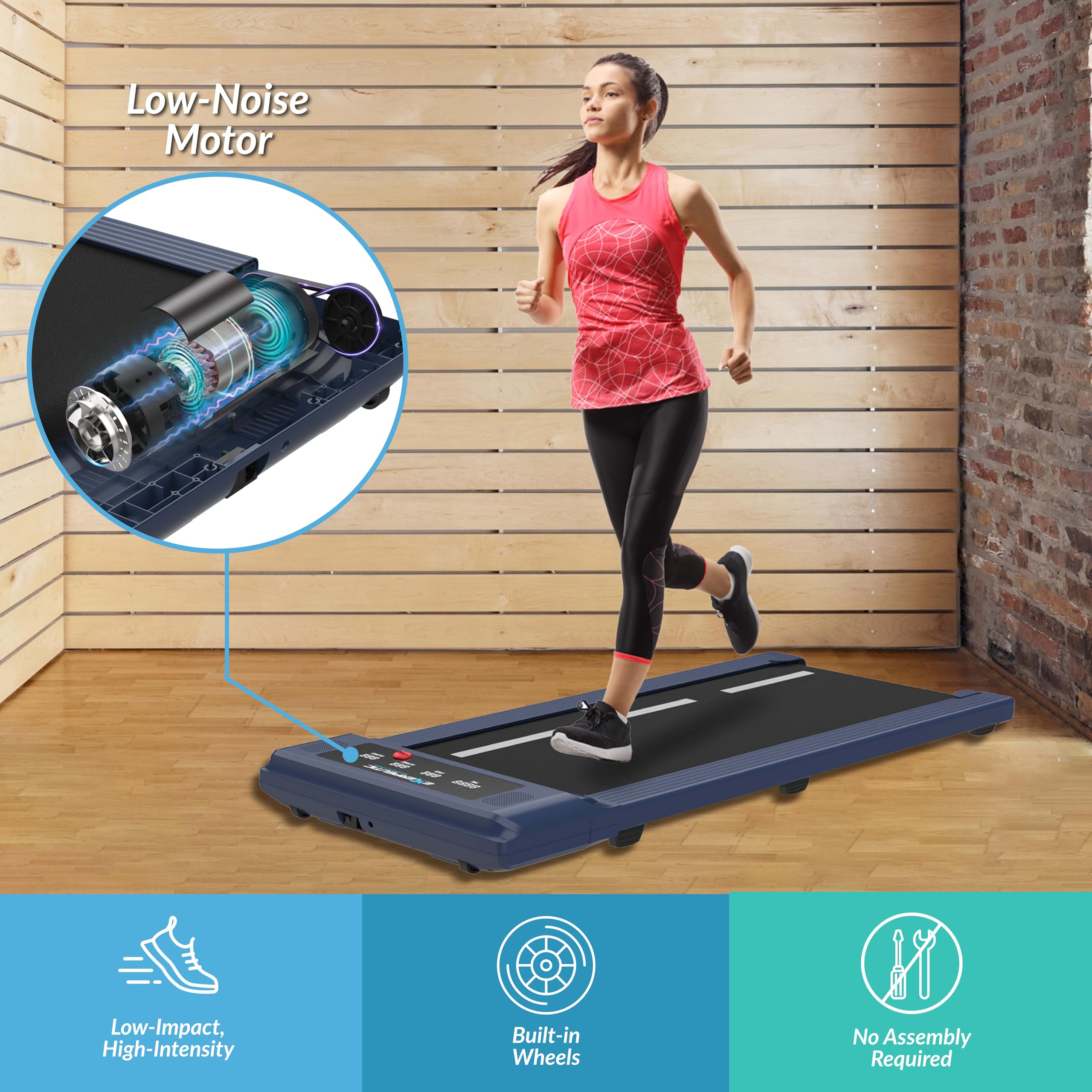 Exerpeutic 400 Lb. Capacity Heavy-Duty Walking/Jogging Exercise Treadmill Walking Pad- Home Gym Workout, Foldable Under Desk Des