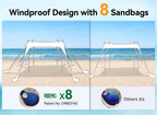 Vibemo Beach Tent, Beach Canopy Sun Shade With Upf50+ Uv Protection, 10X10Ft, Includes 8 Sandbags, Sand Shovel, Ground Pegs & 4