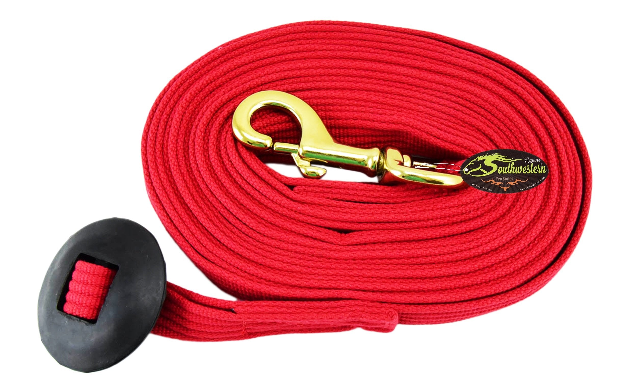 Southwestern Equine Lunge Line for Horses Cotton Horse Lunge Line with Bolt Snap & Rubber Stop (Red, 24')