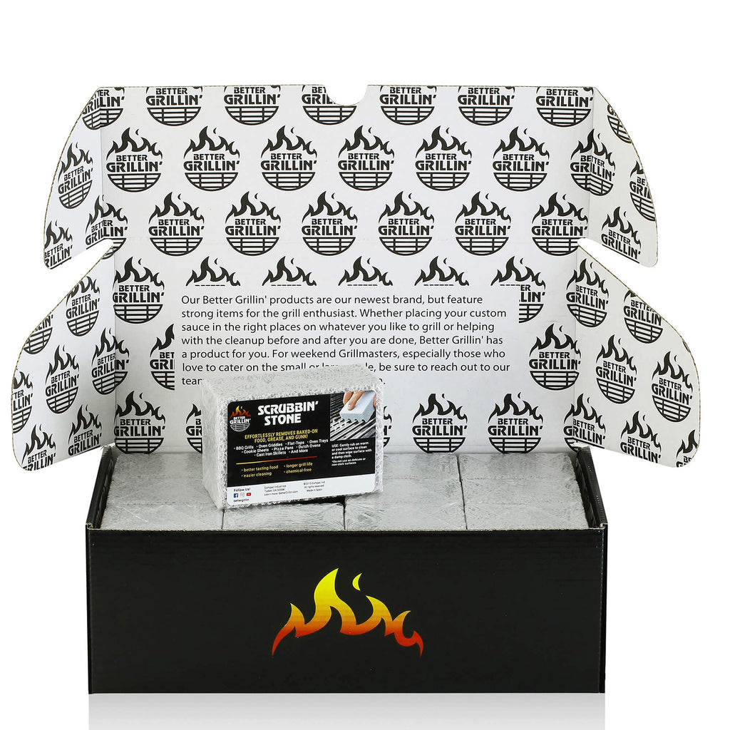 Better Grillin Scrubbin Stone Grill Cleaner-Scouring Brickbarbecue Grill Brushbarbecue Cleaner For Bbq, Griddle, 12Pk