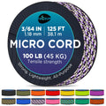 Teceum Micro Paracord - Purple Snake - 1.18 Mm X 125 Ft - Micro Utility Cord - Thin Braided Paracord Rope Nylon Polyester - Wind