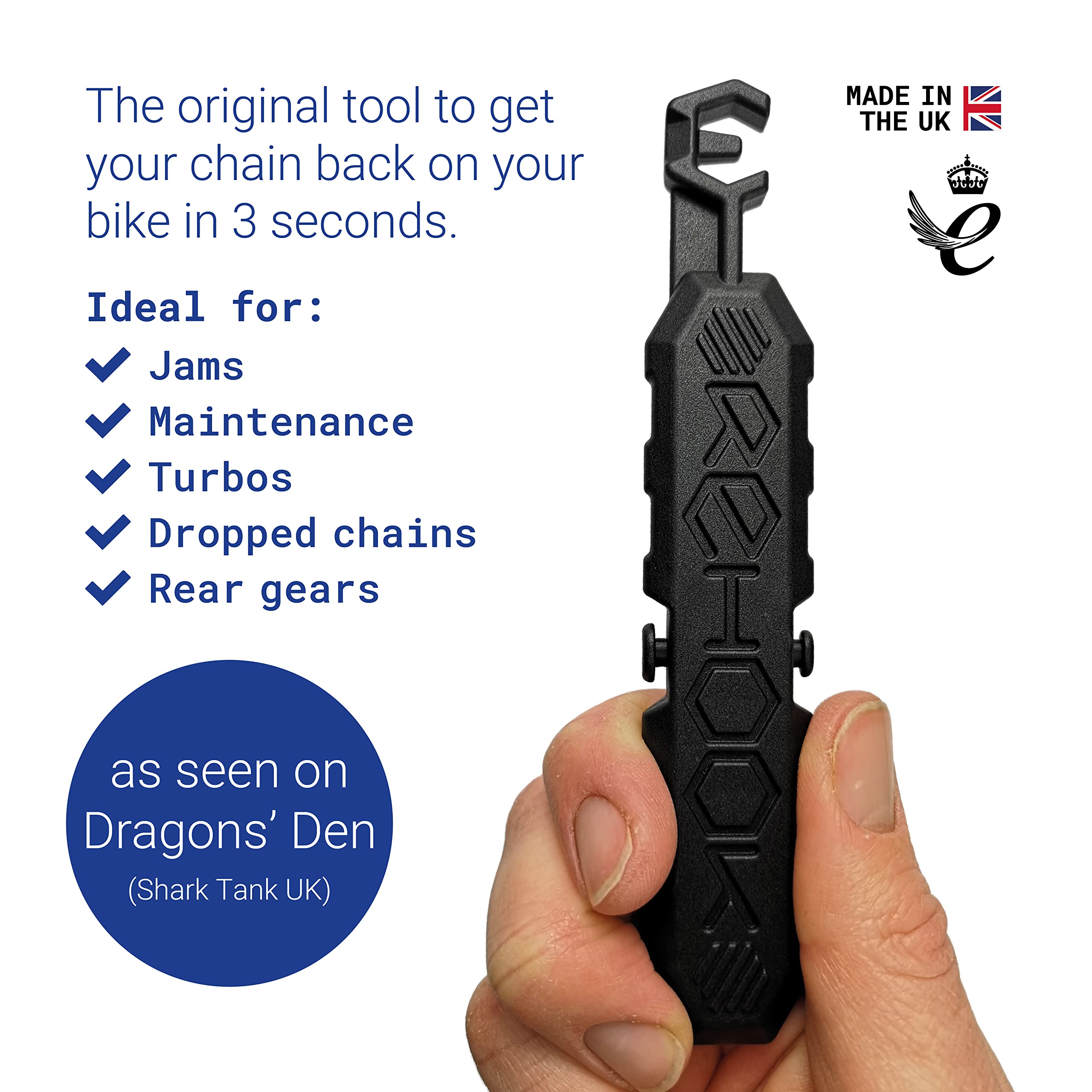 Rehook Original - Black Get Your Chain Back On Your Bike In 3 Seconds. Without The Mess Present For Any Cyclist Or Gadget Lover