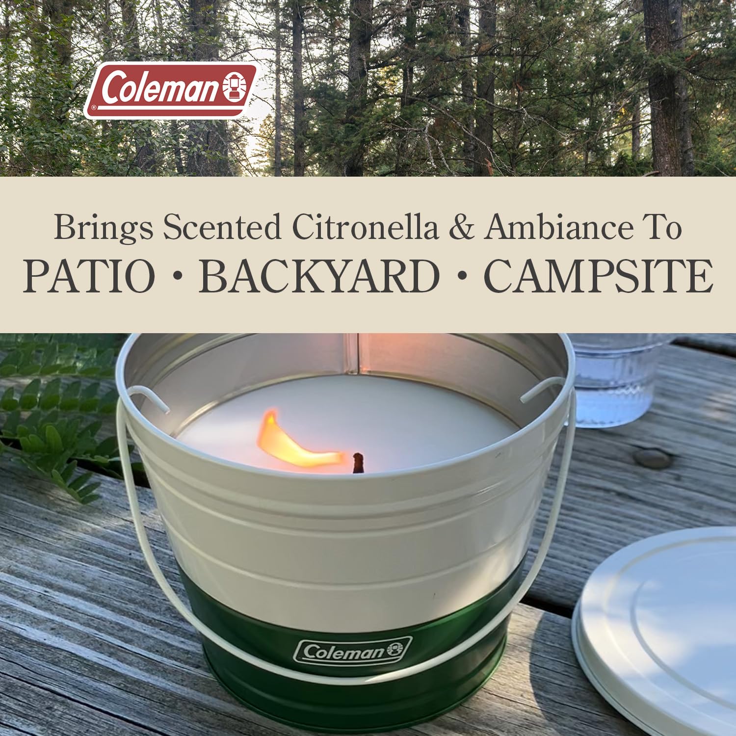 Coleman Citronella Candle 18oz - 30+ Hour Burn Time, Outdoor Candle with Single Wick & Recyclable Tin for Camping, Patio, & Back