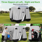 10L0L Universal 2-4 Passenger Golf Cart Cover For Ezgo, Club Car And Yamaha, Waterproof Sunproof And Durable, Silver White