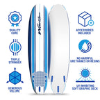 Wavestorm - Classic Soft Top Foam 7ft Surfboard Surfboard for Beginners and All Surfing Levels Complete Set Includes Leash and M