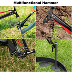 Tent Stakes Heavy Duty & Hammer Set,With 12In Tent Stake Remover +10 In Steel Tent Pegs+Storage Bag +Fluorescent Rubber Circle F
