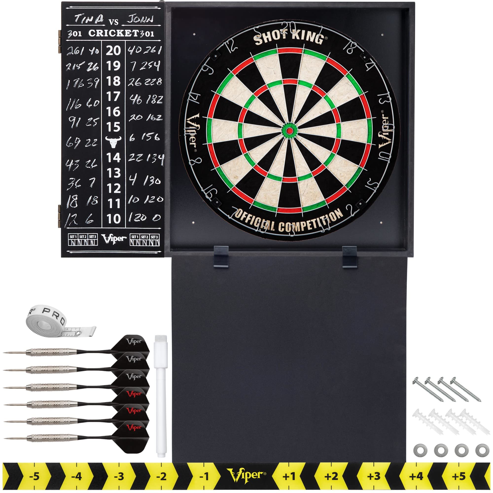 Viper By Gld Products Steadfast Dart Backboard With Shot King Sisal Board, Black