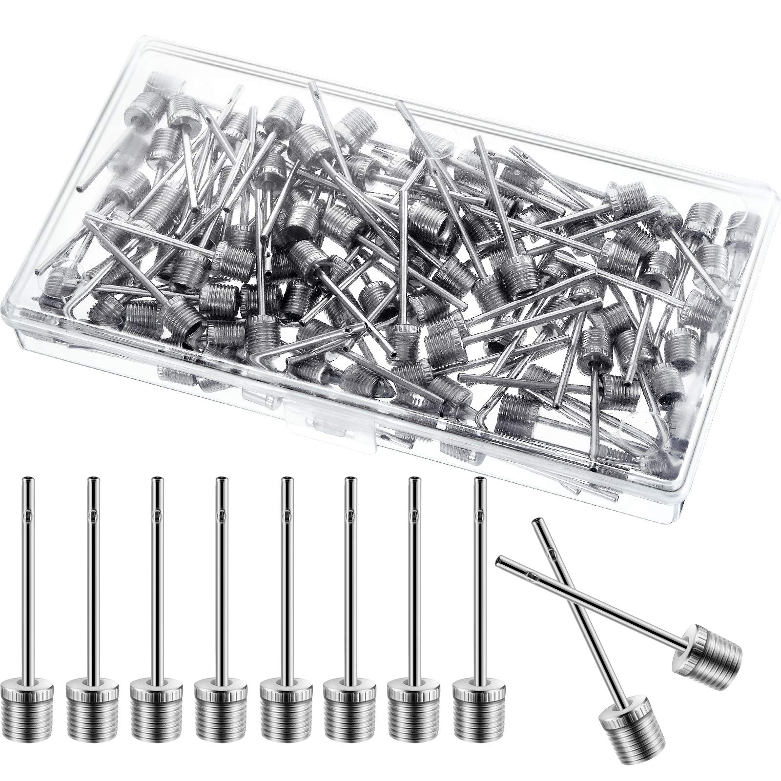WILLBOND 100 Pack Basketball Pump Needles Ball Inflation Air Pump Needles with Storage Box for Sports Balls, Football Basketball