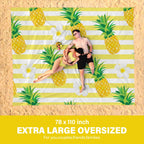 Famstar Beach Blanket Oversized Extra Large78 X 110,Waterproof Sandproof Beach Blanket 2-8 Adults Lightweight Durable For Travel