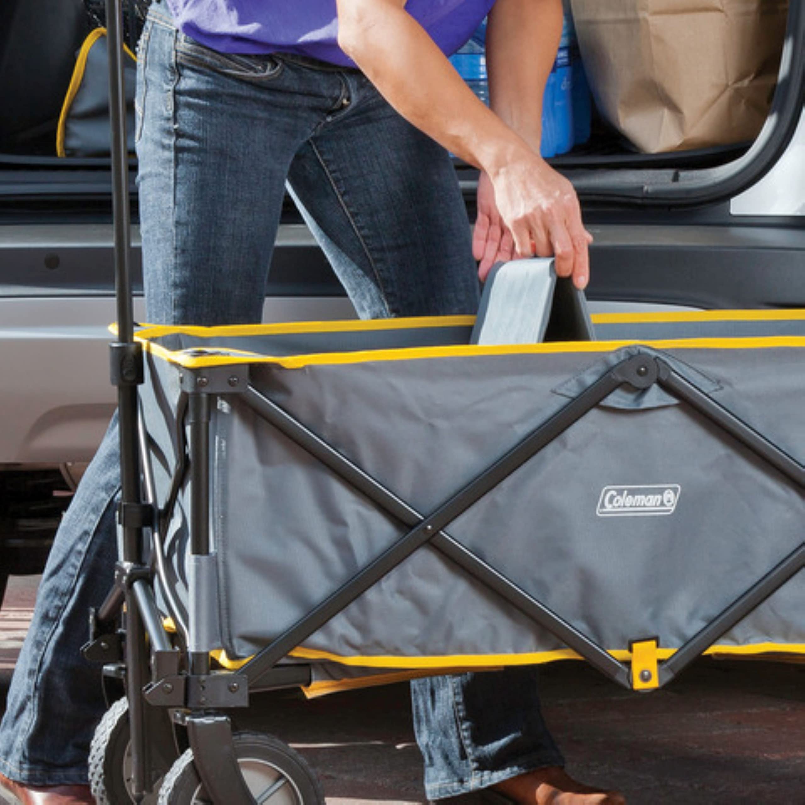 Coleman Portable Folding Utility Wagon With 5 Cubic Feet Of Space & Reinforced Bottom, Great For Camping, Groceries, Home Projec