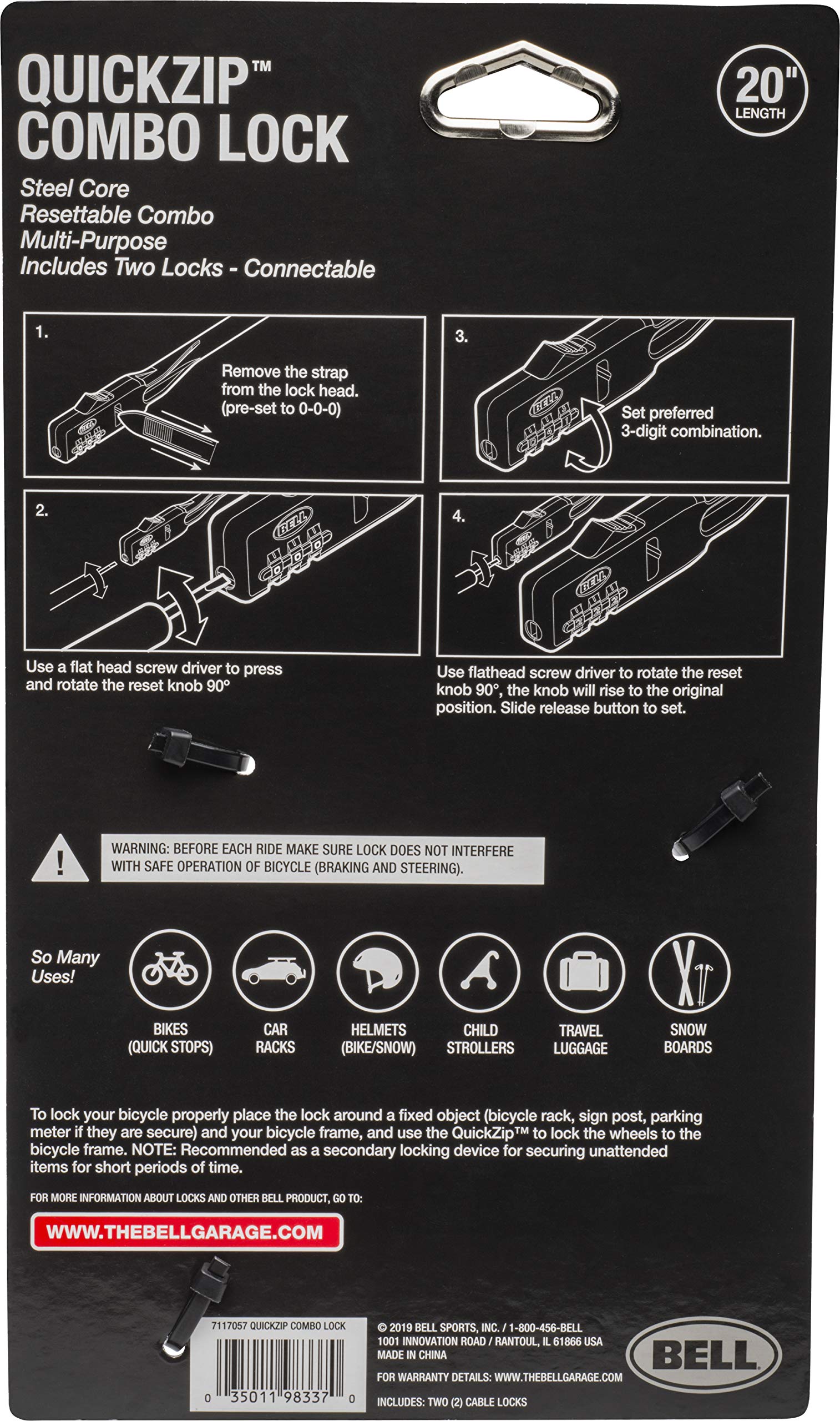 QuickZip Zip-Tie Multi-Purpose Combo Lock 2 Pack