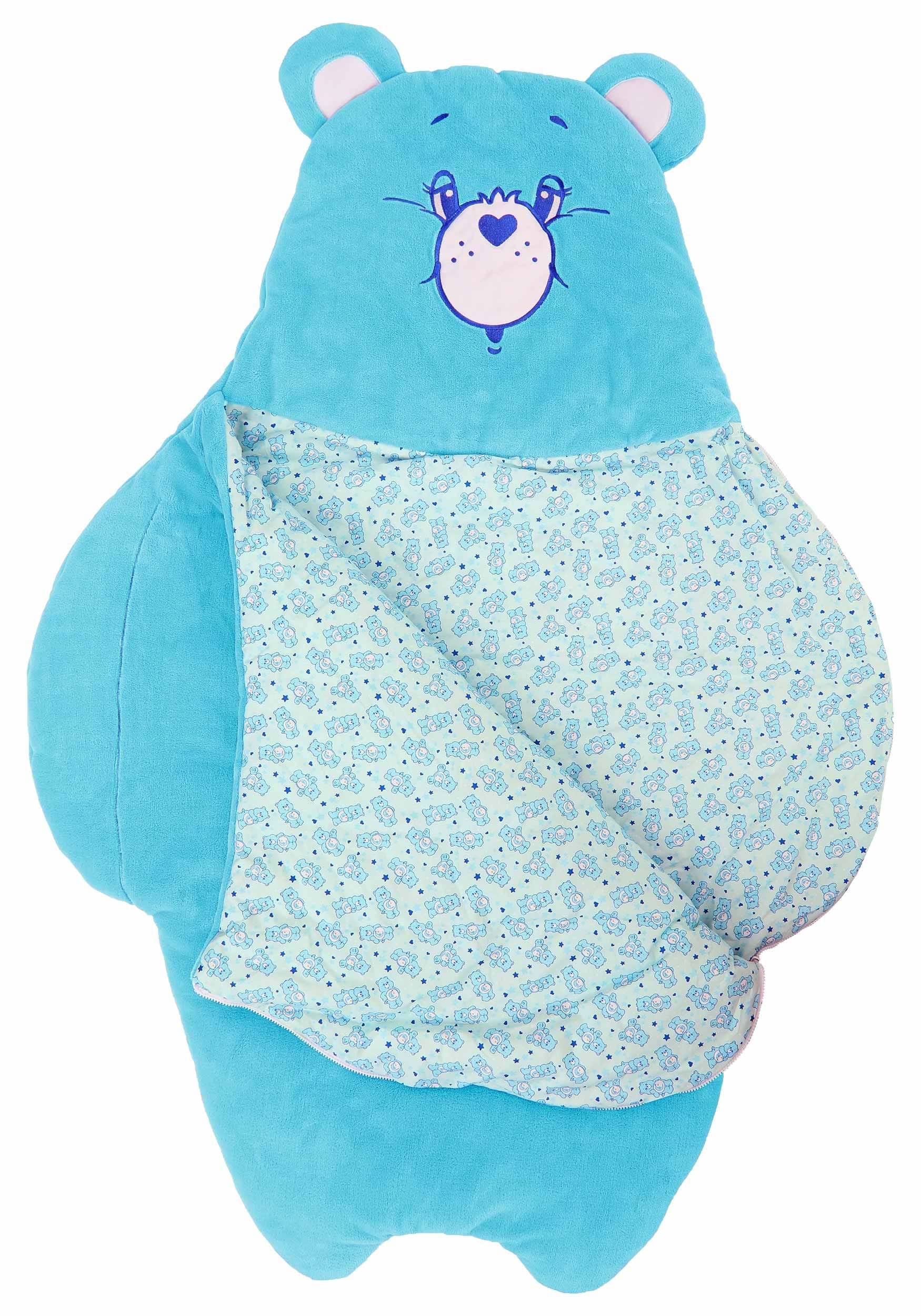 Kids Care Bears Bedtime Bear Sleeping Bag, Blue Care Bear Slumber Bag, Soft Cozy & Warm Nap Mat For Boys & Girls St