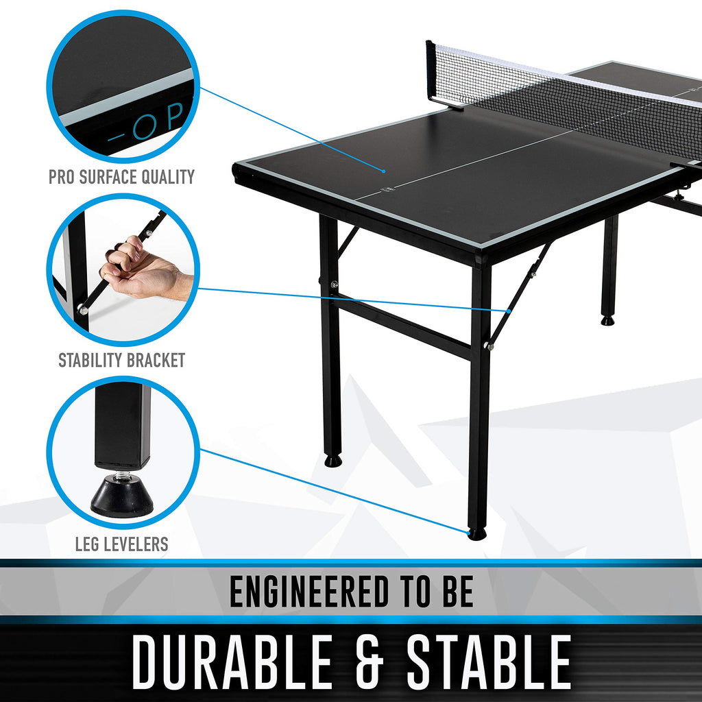 Franklin Sports Mid-Sized Table Tennis Table - Optimum Mid-Size Table - Perfect For Kids Or Smaller Rooms - Easy Assembly - Pro