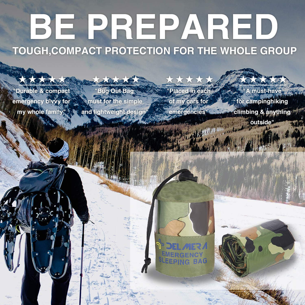 Delmera Emergency Sleeping Bag, Lightweight Survival Sleeping Bags Waterproof Thermal Emergency Blanket, Bivy Sack For Outdoor A