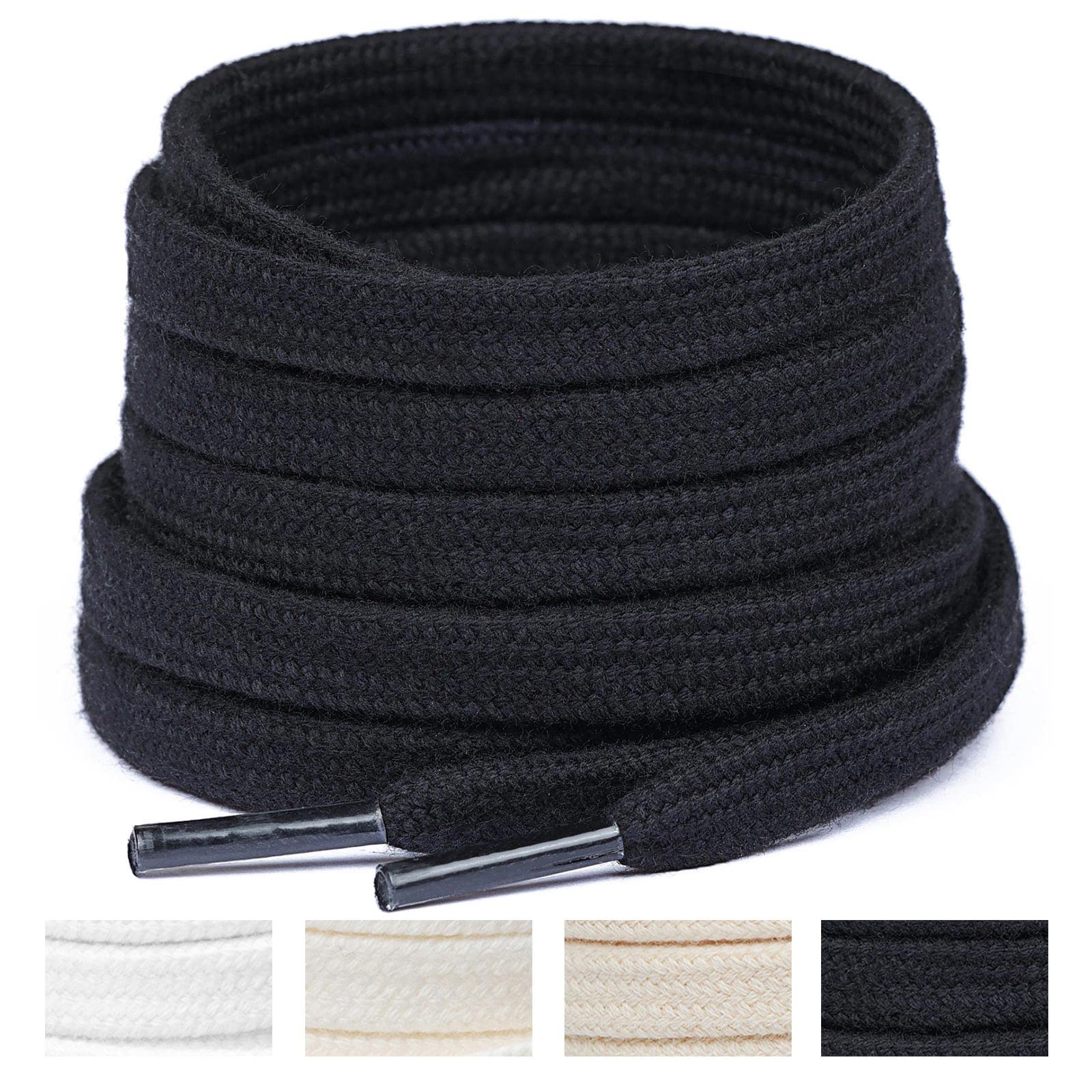 Handshop Wide Flat Athletic Shoelaces 516(2 Pair) - Shoe Laces For Sneakers And Casual Shoes Replacements Black 40 Inch (100Cm)