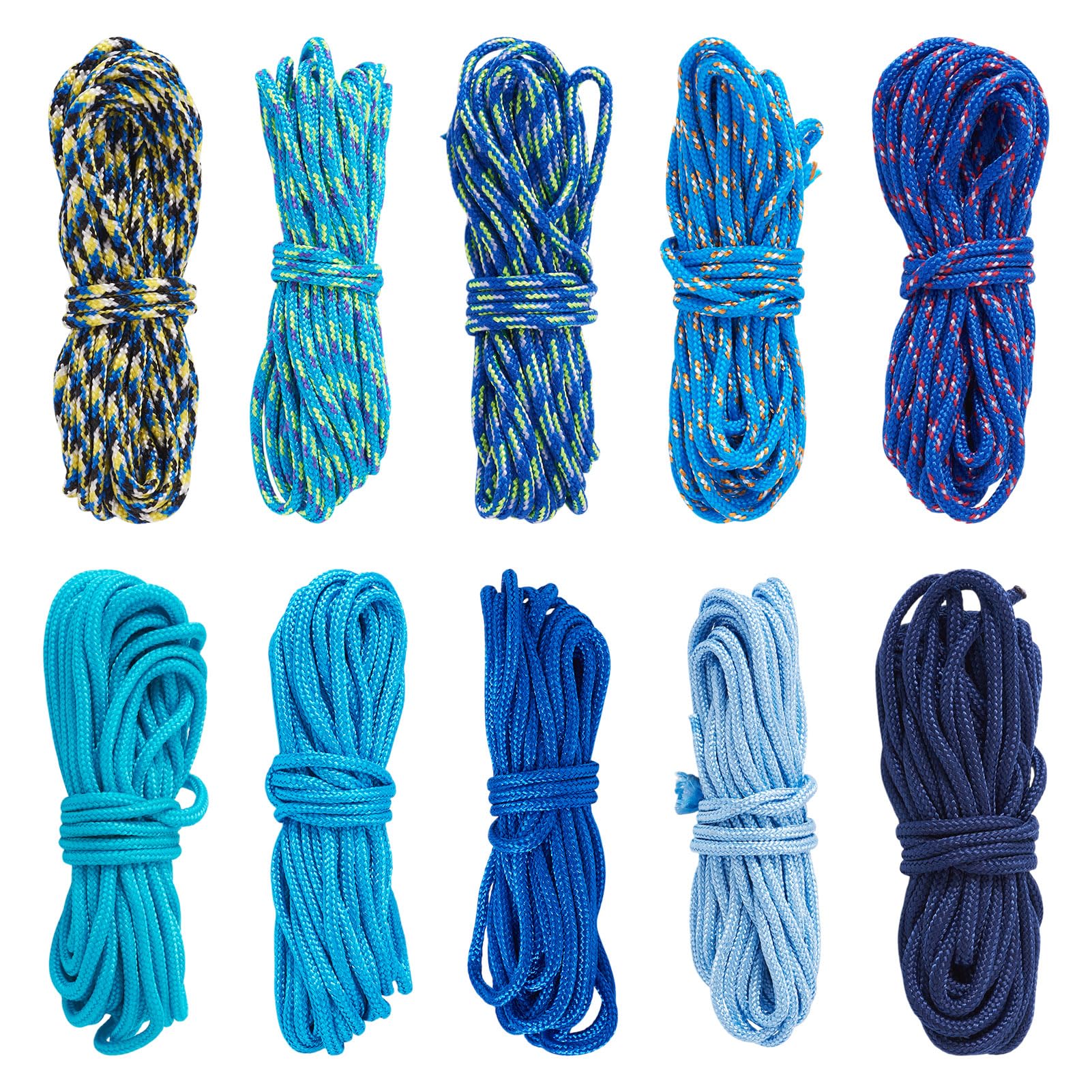 FASHEWELRY 2mm Paracord Rope, 131 FT Blue Paracord Cords Spandex Cord Ropes for Crafting Lanyard, Bracelet Necklace Making, Key 
