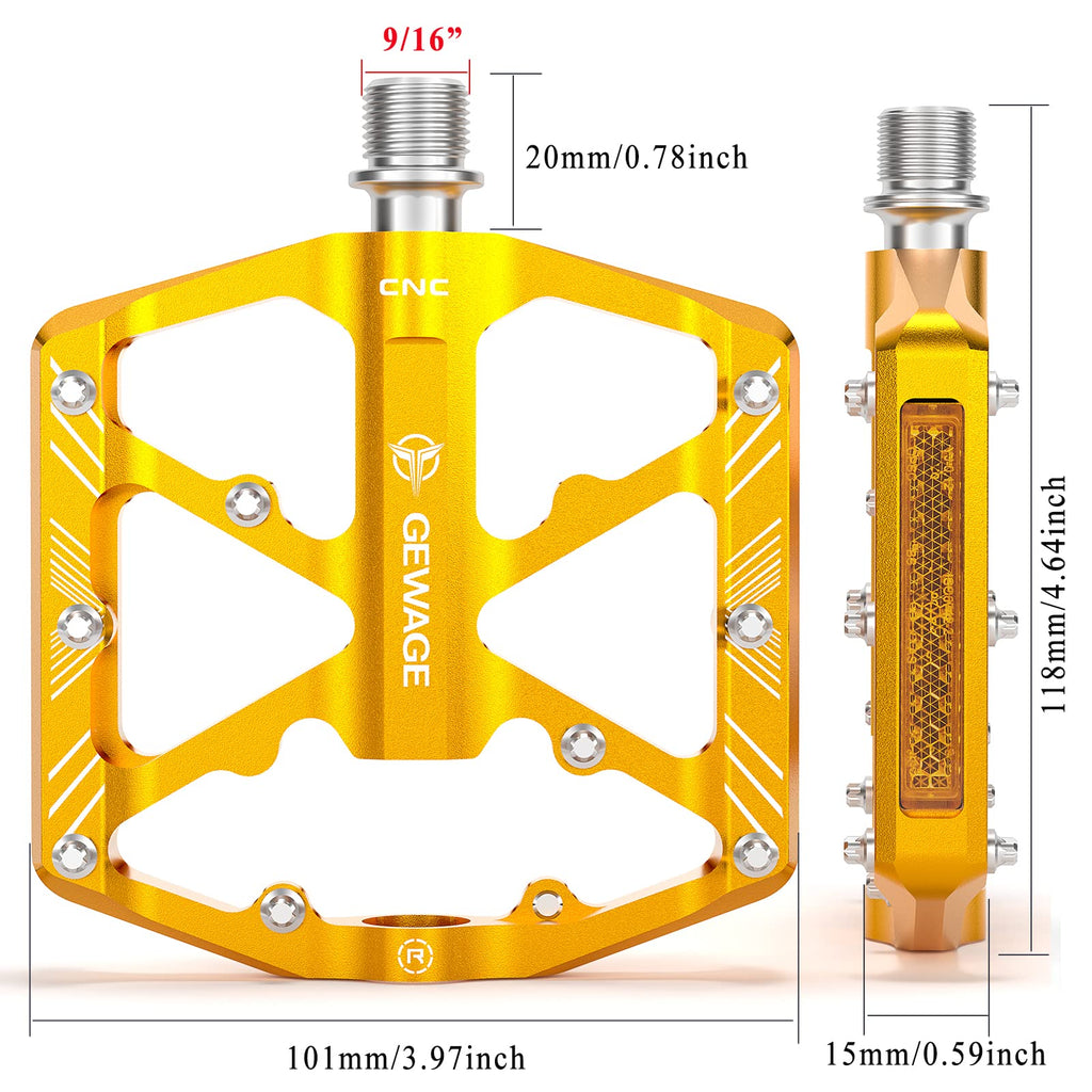 Bike Pedals 9/16 Inch - Bicycle Pedals With Reflectors - 3 Sealed Bearings Mtb Pedals Wide Platform Pedals For Mountain Bike, Bm