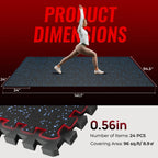SUPERJARE 0.56 Thick 24 Pcs 96 Sq Ft Rubber Top Exercise Equipment Mats, High Density EVA Foam Mats with Rubber Top, Interlock