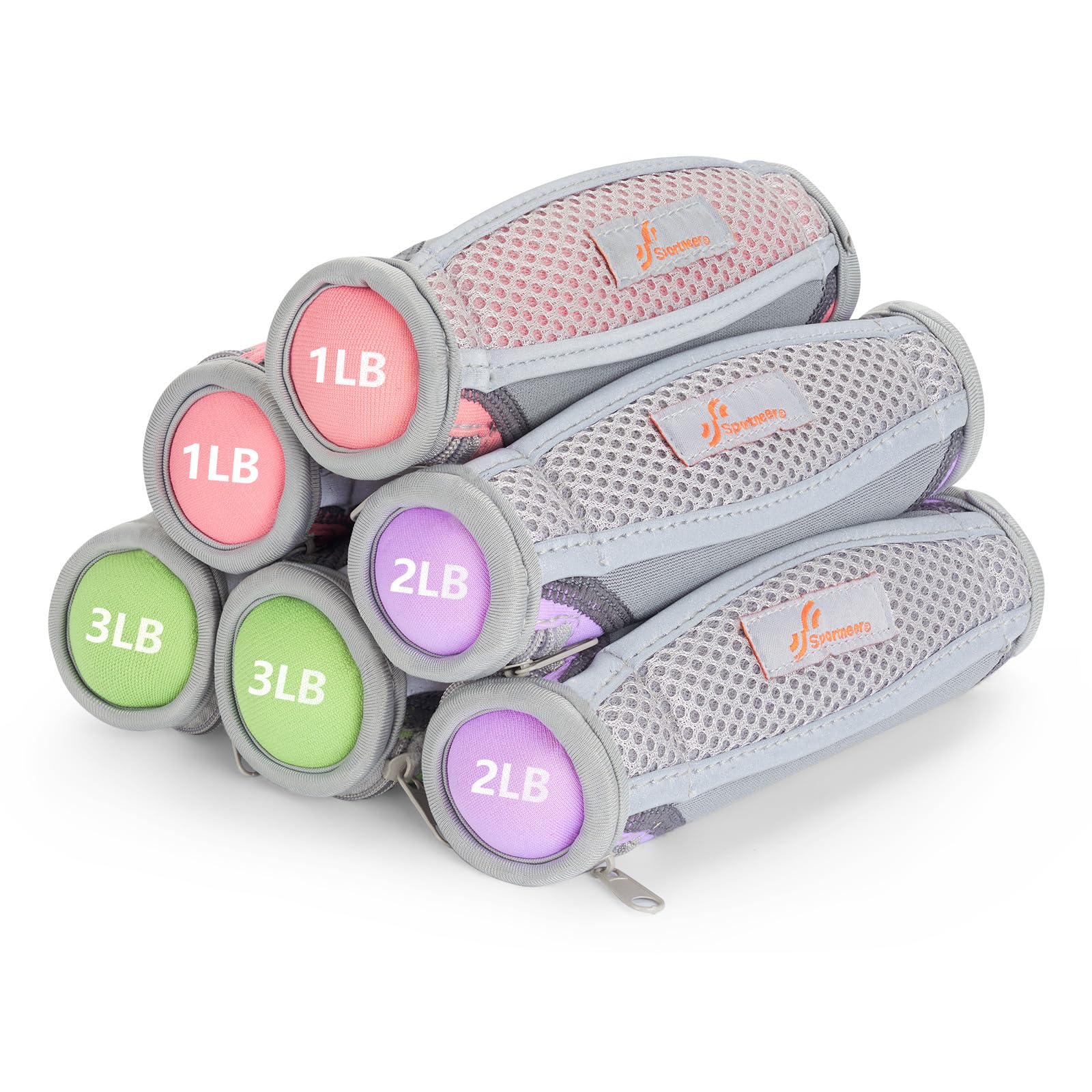 Sportneer Hand Weights Set, Removable Walking Weight Of 6 (1Lb, 2Lbs, 3Lbs Each Pack) Soft Dumbbells Sets For Women Men Walking 
