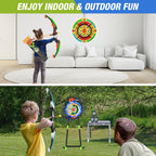 HYES 2 Pack Kids Bow and Arrow with 29 Large Dart Board, LED Light Up Archery Set with 24 Suction Cup Arrows, Indoor Outdoor Spo