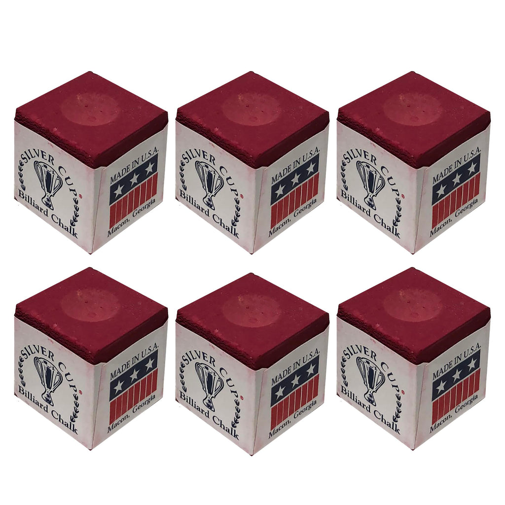 Silver Cup Set Of 6 Burgundy Pool Cue Chalk