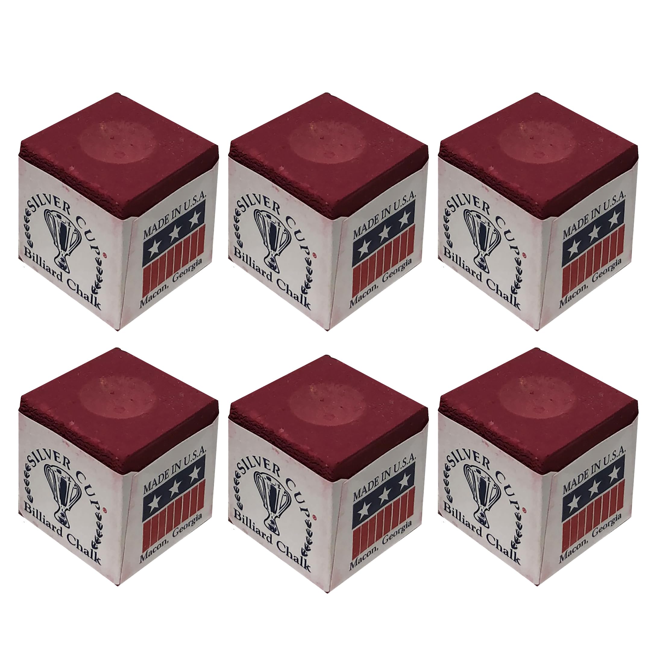 Silver Cup Set Of 6 Burgundy Pool Cue Chalk