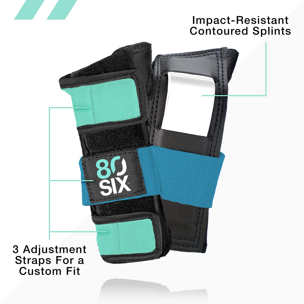 80Six Kids Multi-Sport Pad Set with Wristguards, Elbow Pads, and Knee Pads, Surf Green Teal, Small/Medium - Ages 8+