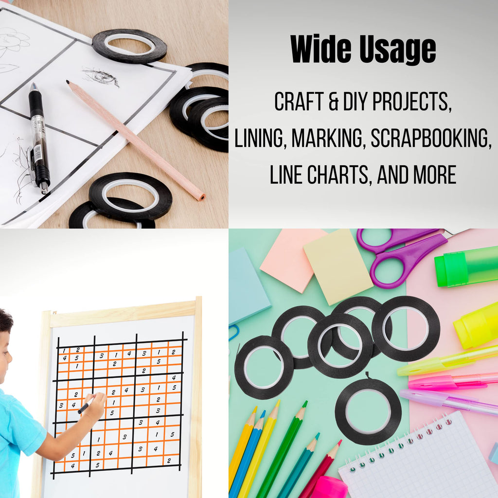 Mr Pen- Whiteboard Tape, 12 Pack, Black, Thin Tape For Dry Erase Board, Whiteboard Accessories, Dry Erase Board Accessories, Str