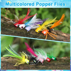 Ansnbo 20Pcs Fly Fishing Popper Flies, Fly Poppers Lure For Bluegill Panfish Crappie Sunfish Salmon Trout Popper Fly Fishing Lur
