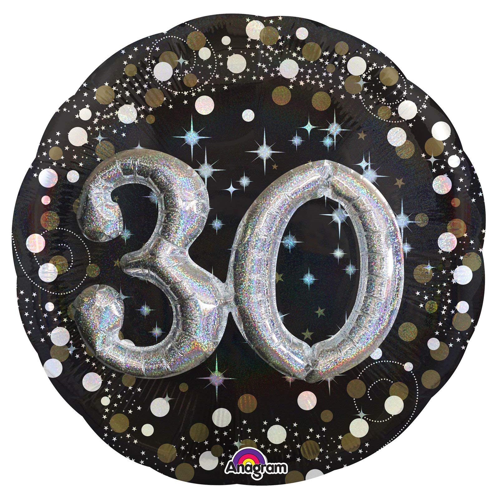 Amscan 3215101 15 x 15-inch Celebration Sparkling 30 Foil Multi Balloon