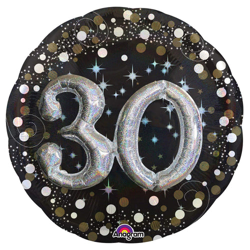 Amscan 3215101 15 x 15-inch Celebration Sparkling 30 Foil Multi Balloon