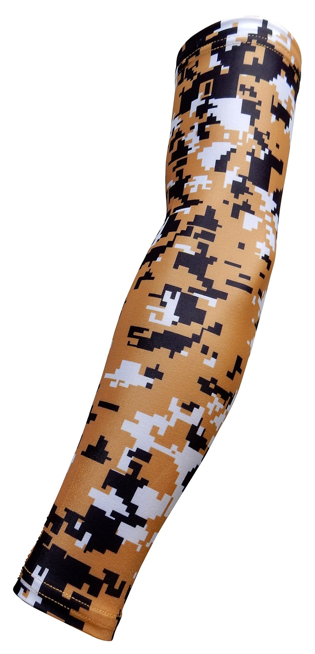 Sportsfarm New! - Gold Black White Digital Camo Moisture Wicking Compression Arm Sleeve (Large)