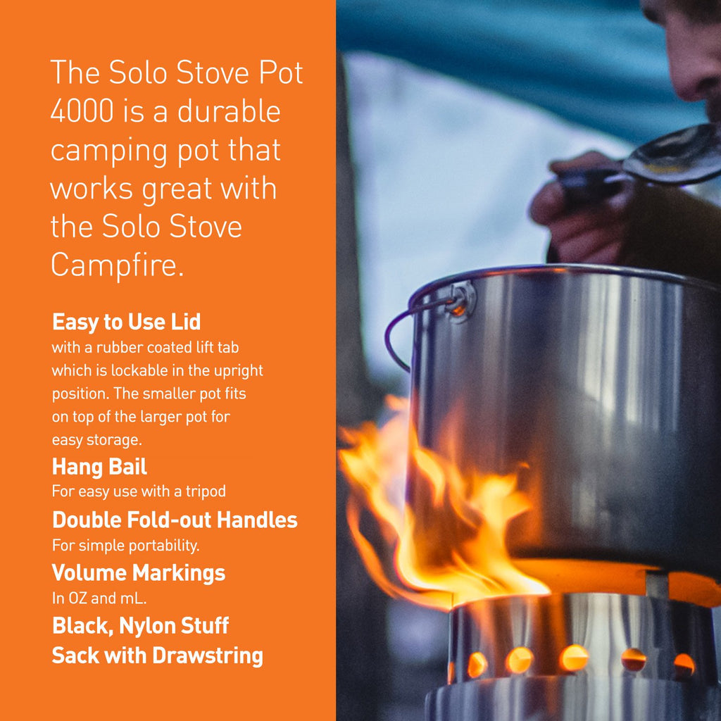 Solo Stove Pot 4000 Stainless Steel Camping Pot For Outdoor Campfire Great Cookware Equipment For Backpacking Kitchen Bushcraft