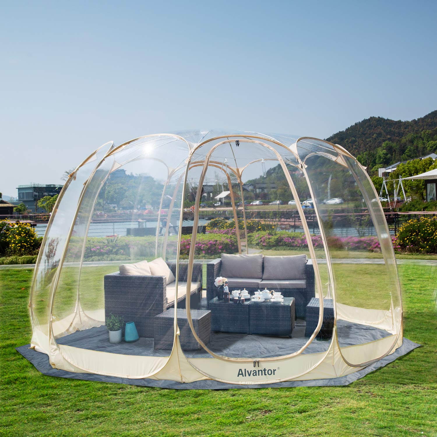 Alvantor Heavy Duty Tarp Waterproof 15'X15' Tarpaulin Ground Trailer With Rust Grommet Weather Resistant Cover Outdoor Camping 1