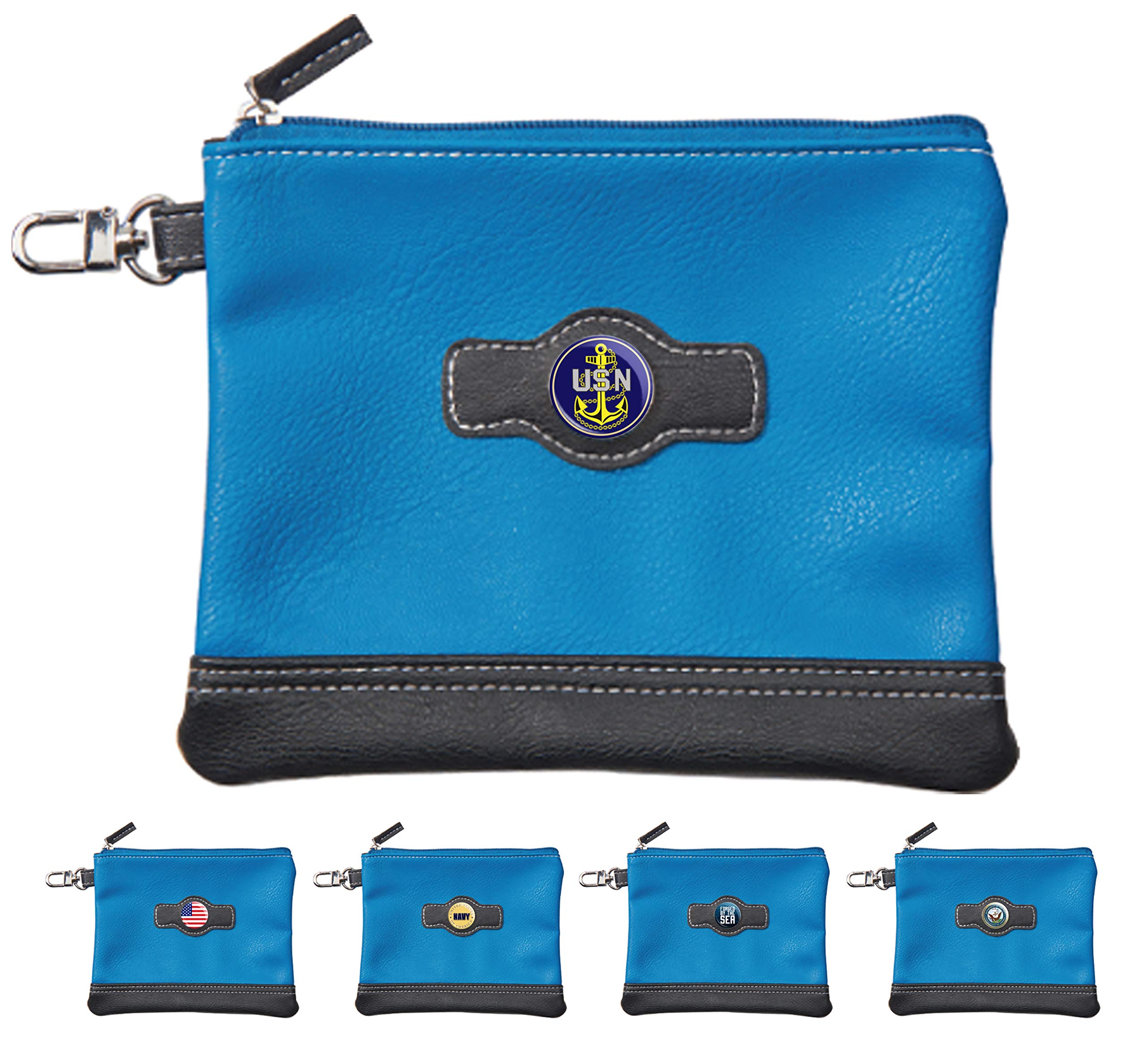 Clip Wipes Us Navy Golf Valuables Pouch With Zipper (Blue-Anchor)