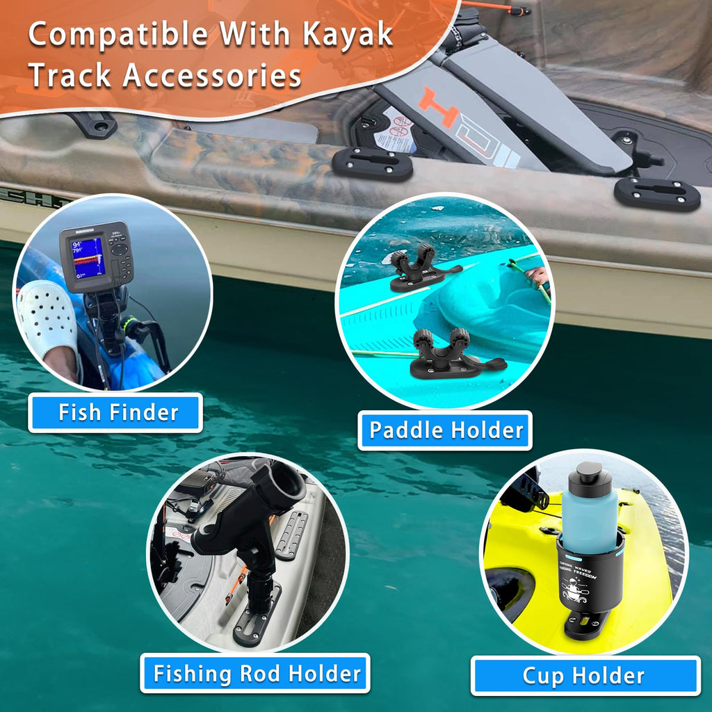 Botepon 4 Kayak Mount Track - Fishing Rod Holder, Cup Holder, Pack Of 2