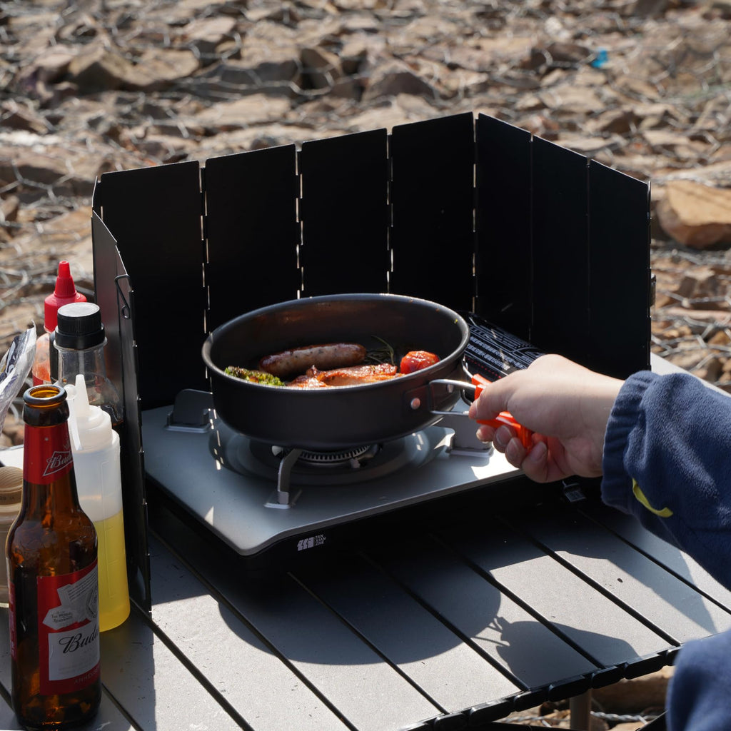 Redcamp 9.5 High Folding Outdoor Stove Windscreen, 10 Plates Aluminum Camping Stove Windshield With Carrying Bag, Lightweight Bu
