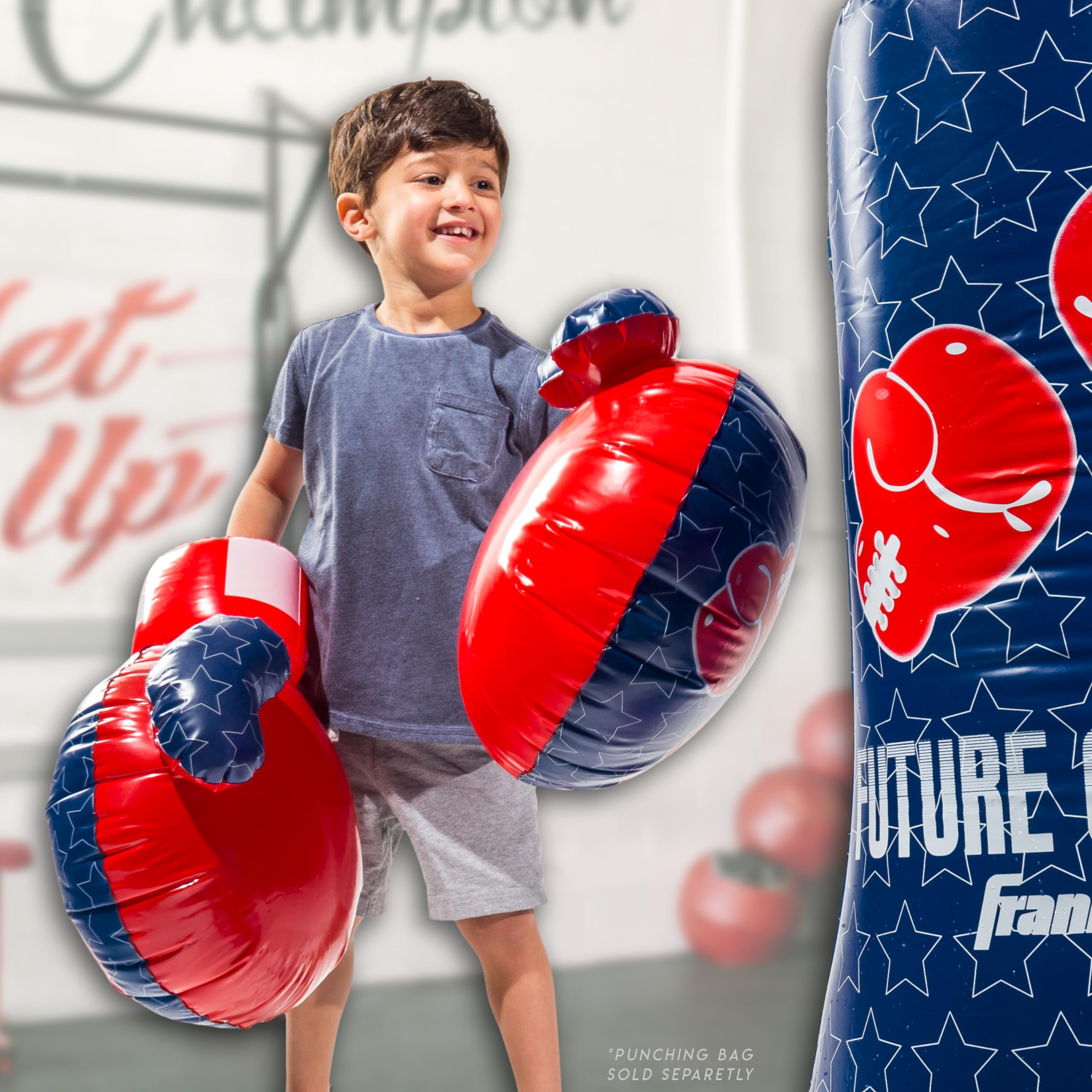 Franklin Sports Inflatable Kids Boxing Gloves - Future Champs Jumbo Toy Boxing Gloves For Kids + Toddlers - Fun Blow Up Boxing G