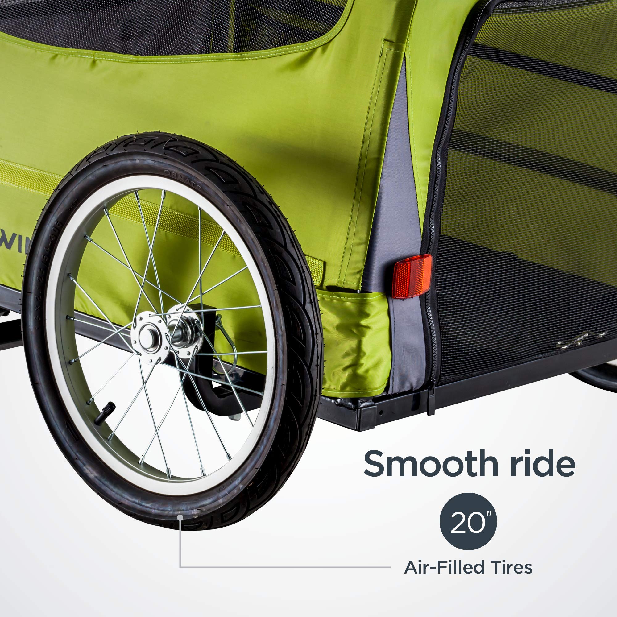 Schwinn Rascal Bike Pet Trailer, For Small And Large Dogs, Tow With Bicycle, Large (Up To 100Lbs), Green