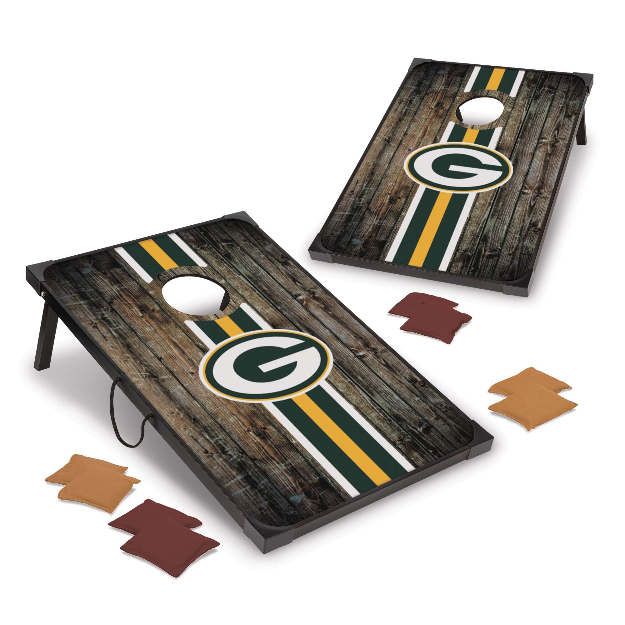 Wild Sports NFL Green Bay Packers 2 x 3 MDF Deluxe Cornhole Set - with Corners and Aprons, Team Color