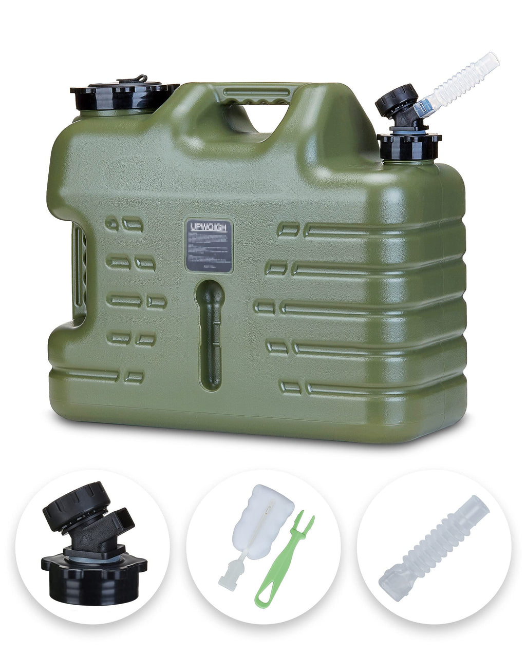 Upwoigh 5 Gallon Water Jug/Container, Truly No Leakage Large Military Green Water Tank,Bpa Free Portable Emergency Water Storage