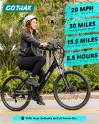 Gotrax 26 Electric Bike, Max Range 30Miles(Pedal-assist1) & 15.5/20Mph Power by 250/350W, 3 Riding Modes & Adjustable Seat, 7-Sp