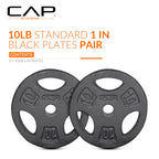 Cap Barbell Standard 1-Inch Grip Weight Plates 10 Lbs Black, Pack (X2)