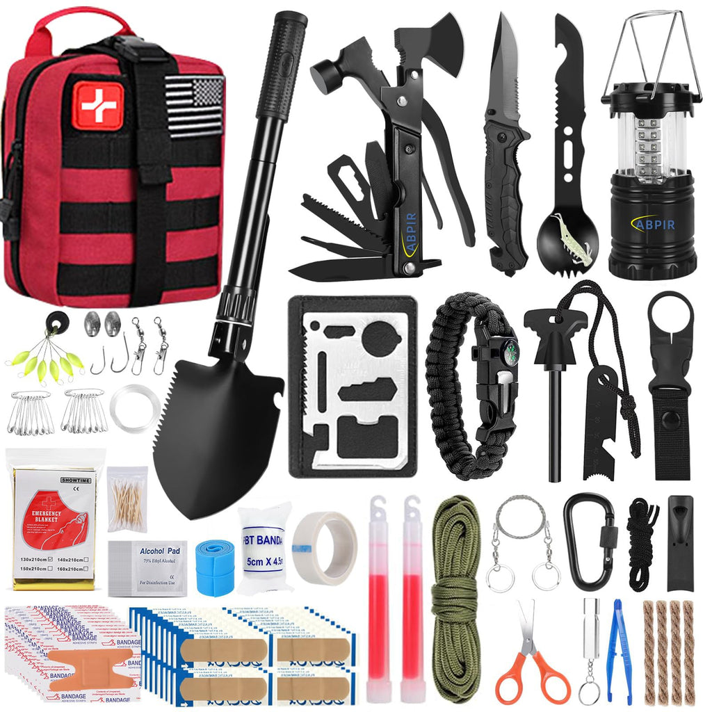 Abpir 170 Pcs Survival Kits, Survival First Aid Kit, Trauma Kit With Essential Survival Gear Emergency Medical Supplies For Hiki