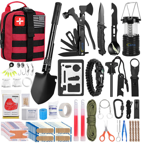 Abpir 170 Pcs Survival Kits, Survival First Aid Kit, Trauma Kit With Essential Survival Gear Emergency Medical Supplies For Hiki