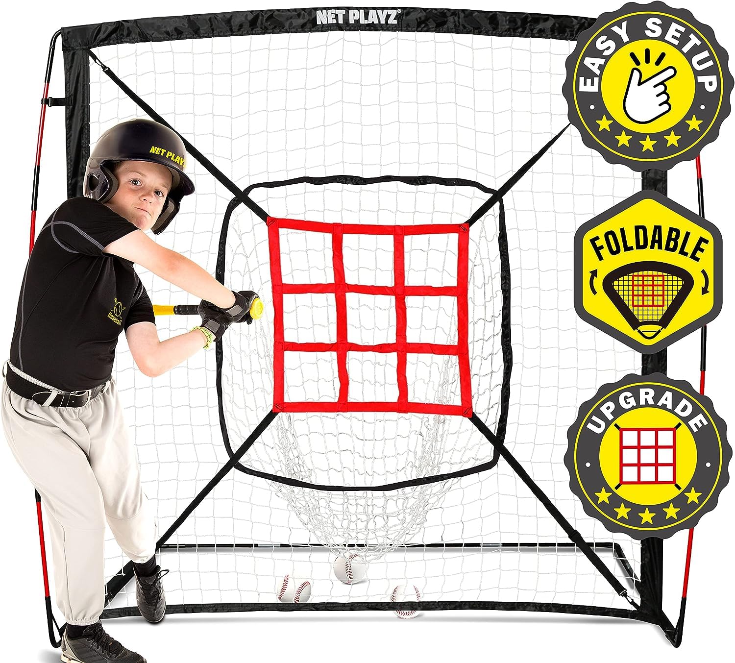Baseball Net - Pitching & Hitting Net (9 Strike Zone, Portable & Quick-Fold) Gifts for Kids & Teens | Training Aids Equipment 5