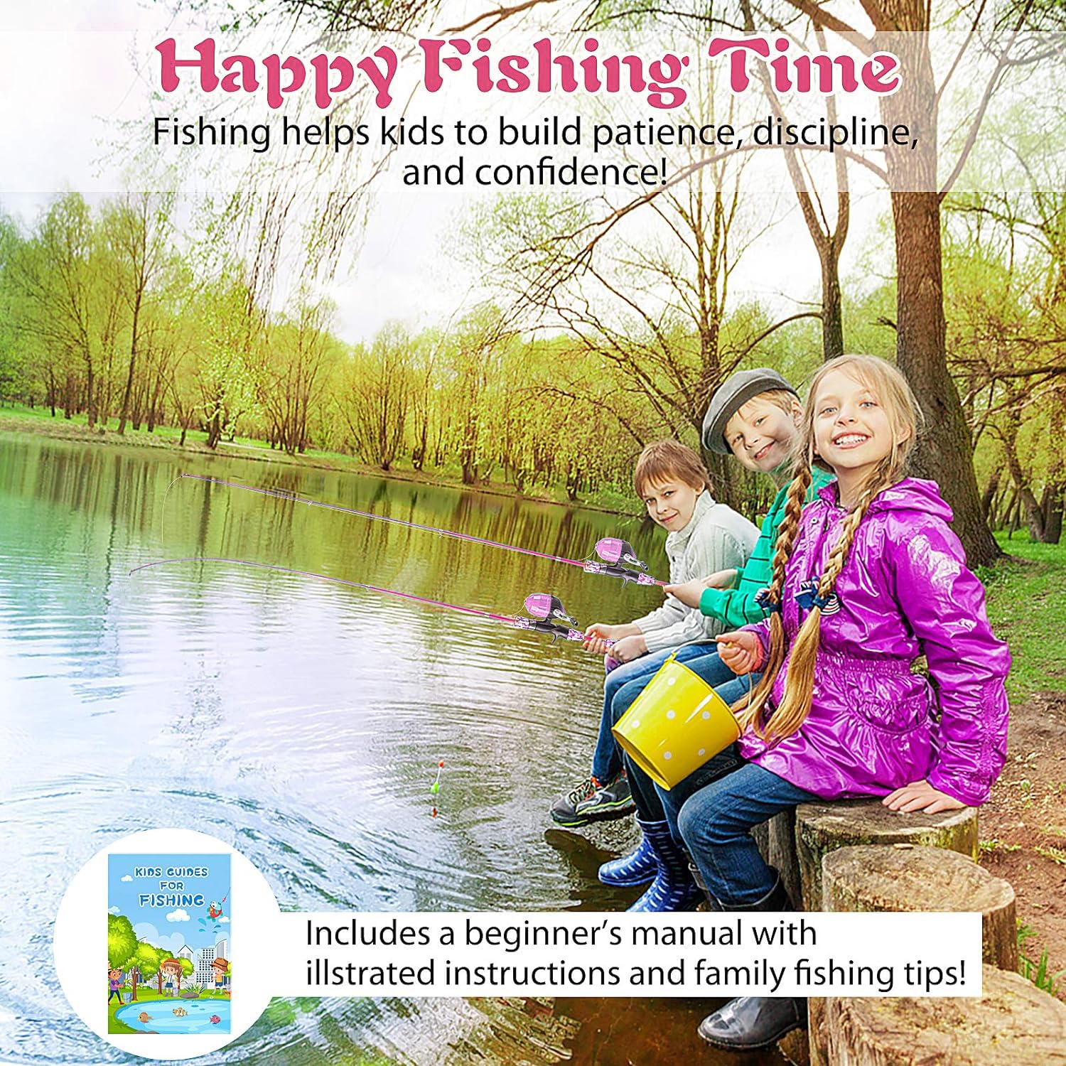 Milerong Kids Fishing Rod, Kids Toys Fishing Pole Portable Telescopic Fishing Rod And Reel Combo Kit For Boys, Girls, Youth - Wi