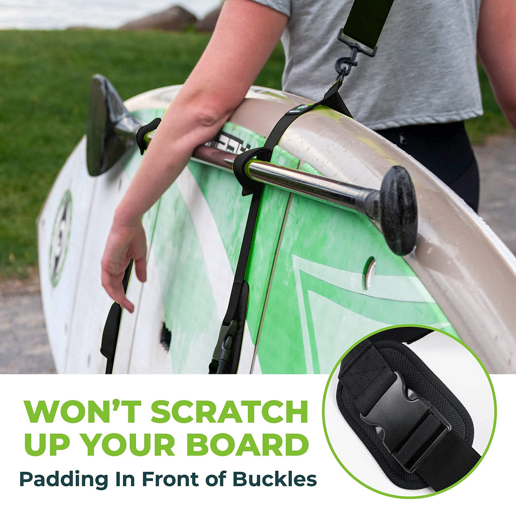 Gradient Fitness Kayak Paddle Board Carrier (Black)/Surfboard Straps For Shoulder  Hands-Free Carrying Straps For Paddleboards W