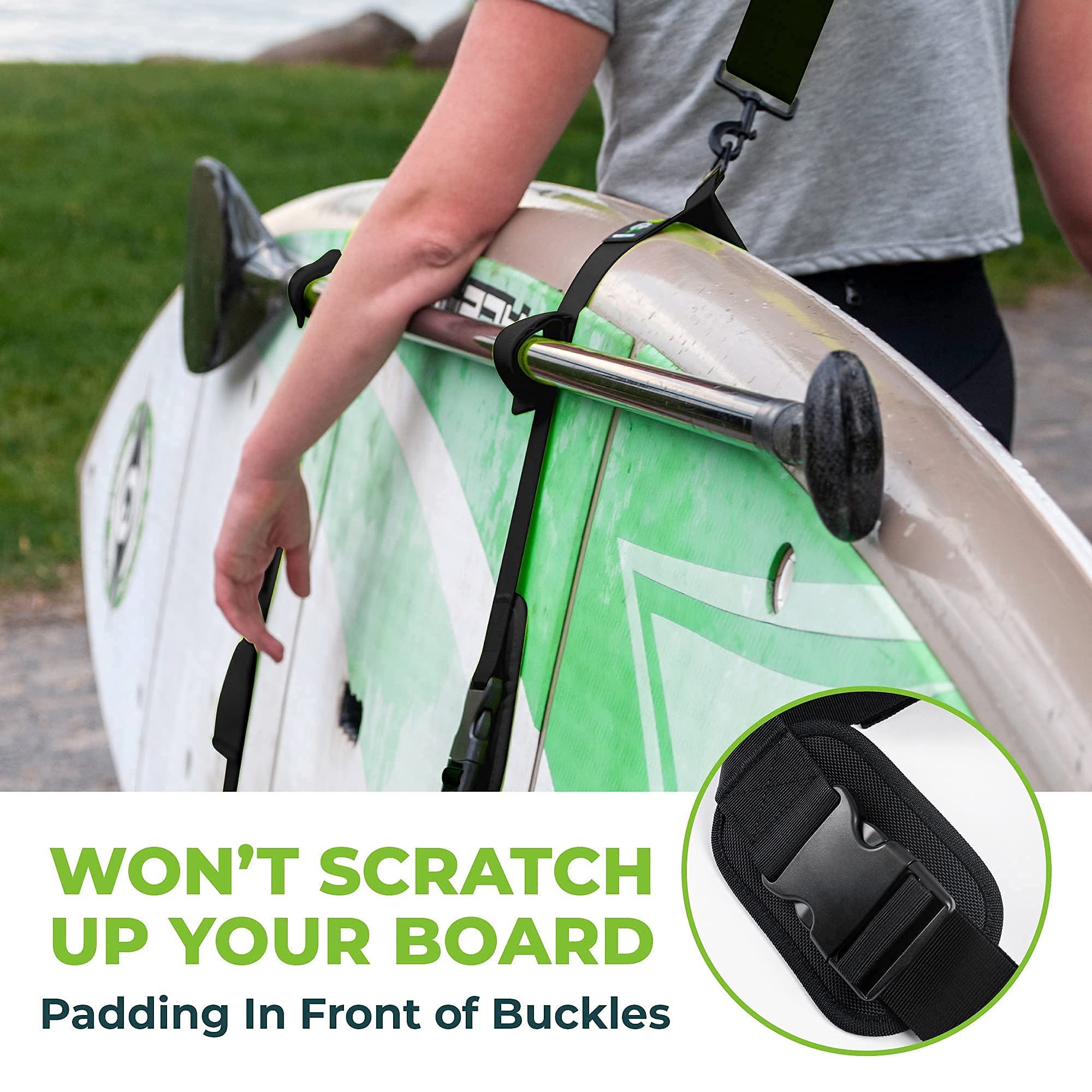 Gradient Fitness Kayak Paddle Board Carrier (Black)/Surfboard Straps For Shoulder  Hands-Free Carrying Straps For Paddleboards W