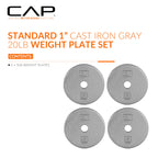 CAP Barbell Cast Iron Standard 1-Inch Weight Plate Set - Barbell Weights for Home Gym, Strength Training, and Weightlifting, 5 l